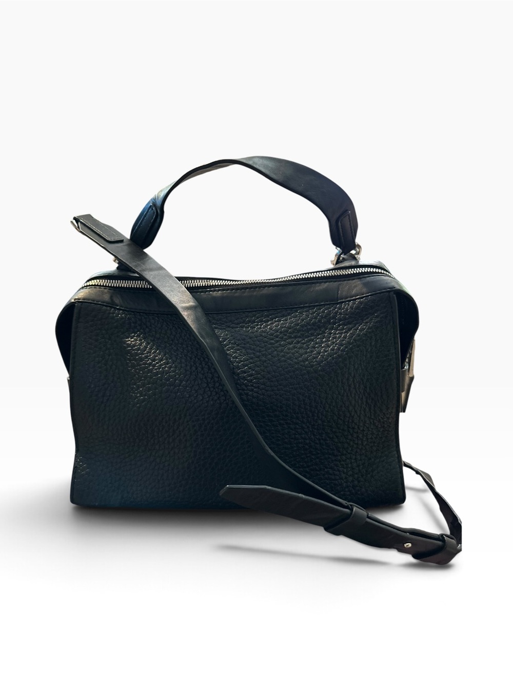 Michael Kors Black Pebbled Leather Satchel Crossbody Shoulder Bag
